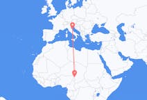 Flyg från N Djamena, Tchad till Ancona, Italien