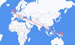 Flyg från Lae, Papua Nya Guinea, Papua Nya Guinea till Nottingham, England