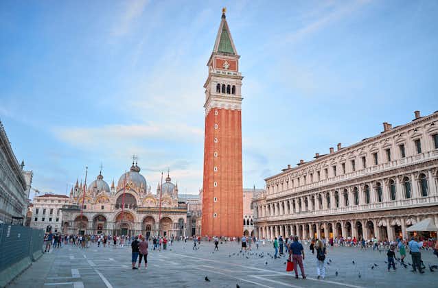 Amazing view of St. Mark's Basilica above the San Marco square in Venice, Italy.