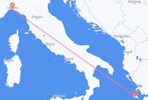 Vluchten van Kefallinia, Griekenland naar Genua, Italië