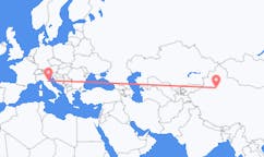 Flyreiser fra Korla, Kina til Rimini, Italia