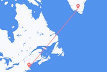Vluchten van Boston, Verenigde Staten naar Narsarsuaq, Groenland