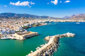 Photo of aerial view of the Kales Venetian fortress at the entrance to the harbor, Ierapetra, Crete, Greece.