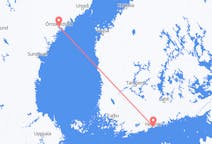 Flug frá Örnsköldsvík, Svíþjóð til Helsinki, Finnlandi