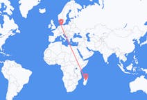 Flyreiser fra Antananarivo, Madagaskar til Hamburg, Tyskland