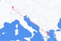 Vluchten van Mulhouse, Zwitserland naar Skiathos, Griekenland