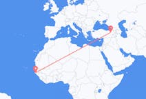 Voos de Ziguinchor, Senegal para Erzurum, Turquia