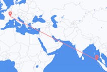 Flyrejser fra Banda Aceh, Indonesien til Lyon, Frankrig