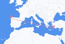 Flyg från Santiago de Compostela, Spanien till Rhodes, England, Spanien