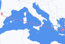 スペインのから サラゴサ、ギリシャのへ サントリーニ島フライト