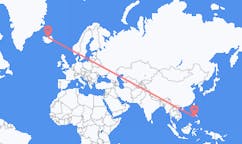 航班从菲律宾卡地克兰市到阿克雷里市，冰岛塞尔