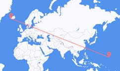Flyrejser fra Kwajalein Atoll, Marshalløerne til Reykjavik, Island