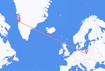 Flyg från Aasiaat, Grönland till Łódź, Polen