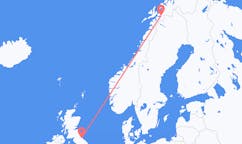 Fly fra Durham, England til Narvik