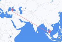 Vluchten van Kuala Terengganu, Maleisië naar Karamustafapasa, Turkije