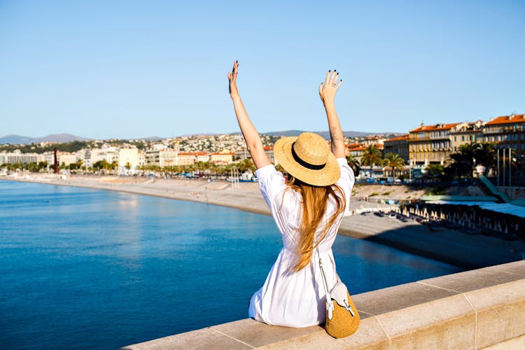 Photo of woman enjoying amazing view in Nice ,France.