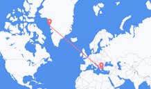 그린란드 우퍼나비크에서 출발해 그리스 아테네로(으)로 가는 항공편