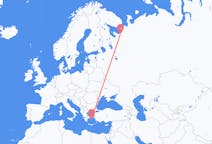Fly fra Arkhangelsk til Mykonos