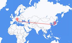 Vluchten van Kobe, California, Japan naar Ancona, Italië