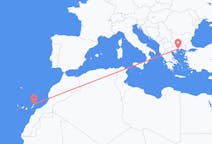 Vluchten van Lanzarote, Spanje naar Kavala, Griekenland