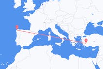 出发地 土耳其出发地 代尼茲利目的地 西班牙La Coruña的航班
