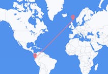Flyrejser fra Guayaquil, Ecuador til Lerwick, Skotland