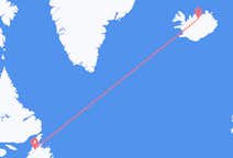 캐나다 디어 레이크에서 출발해 아이슬란드 아쿠레이리로(으)로 가는 항공편