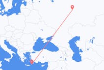 Vluchten van Kazan, Rusland naar Karpathos, Griekenland