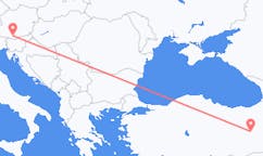 Vluchten van Bingöl, Turkije naar Klagenfurt, Oostenrijk
