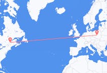 Flyreiser fra Québec, Canada til Łódź, Polen