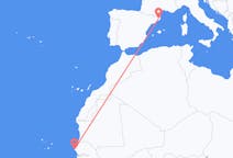 セネガルのダカールから、スペインのジローナまでのフライト