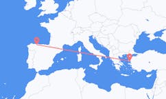 Flyreiser fra Santiago del Monte, Spania til Mytilene, Hellas