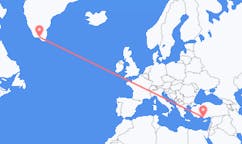 Flyrejser fra Narsaq, Grønland til Gazipaşa, Tyrkiet