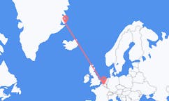出发地 格陵兰出发地 斯科斯比鬆目的地 比利时布鲁塞尔的航班
