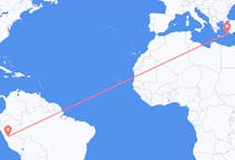 出发地 秘鲁出发地 瓦努科目的地 希腊罗得岛的航班