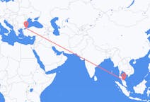Flyreiser fra Narathiwat-provinsen, Thailand til Istanbul, Tyrkia