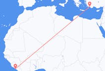 出发地 利比里亚出发地 蒙羅維亞目的地 土耳其达拉曼的航班