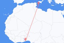 Vols depuis la ville de Lomé vers la ville de Lampedusa