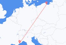 Flights from Gdańsk, Poland to Nice, France