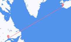 航班从加拿大七岛市市到雷克雅维克市，冰岛塞尔