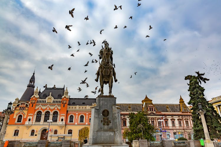 Main square in city center of Oradea the capital city.
