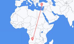 Flyrejser fra Menongue, Angola til Gazipaşa, Tyrkiet