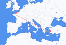 ギリシャのコス島からから、フランスのレンヌまでのフライト