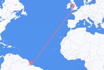 Flyg från Belém (kommun i Brasilien, Pará, lat -1,34, long -48,42), Brasilien till Cardiff, Wales