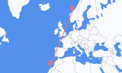 Flyreiser fra Kristiansund, Norge til Lanzarote, Spania