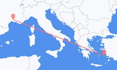 Flyg från Leros till Nîmes