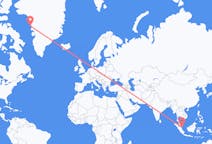 Vluchten van Singapore, Singapore naar Upernavik, Groenland