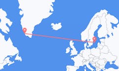 Vluchten van Visby, Zweden naar Paamiut, Groenland
