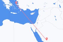 Vluchten van Medina, Benevento, Saoedi-Arabië naar Chios, Griekenland
