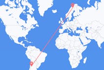 Flyrejser fra San Juan, Argentina til Kiruna, Sverige